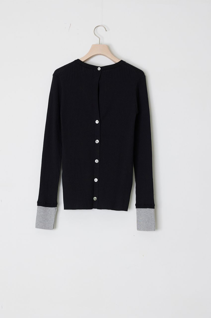 SEA ISLAND COTTON KNIT RIB KNIT P/O (BLACK) コットン / ストレッチ / 海島綿 / ADWS-401-18