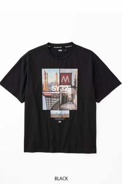 LANDSCAPE PHOTO TEE ( BLACK) コットン /  フロントプリント / クルーネック /洗濯可  /15051