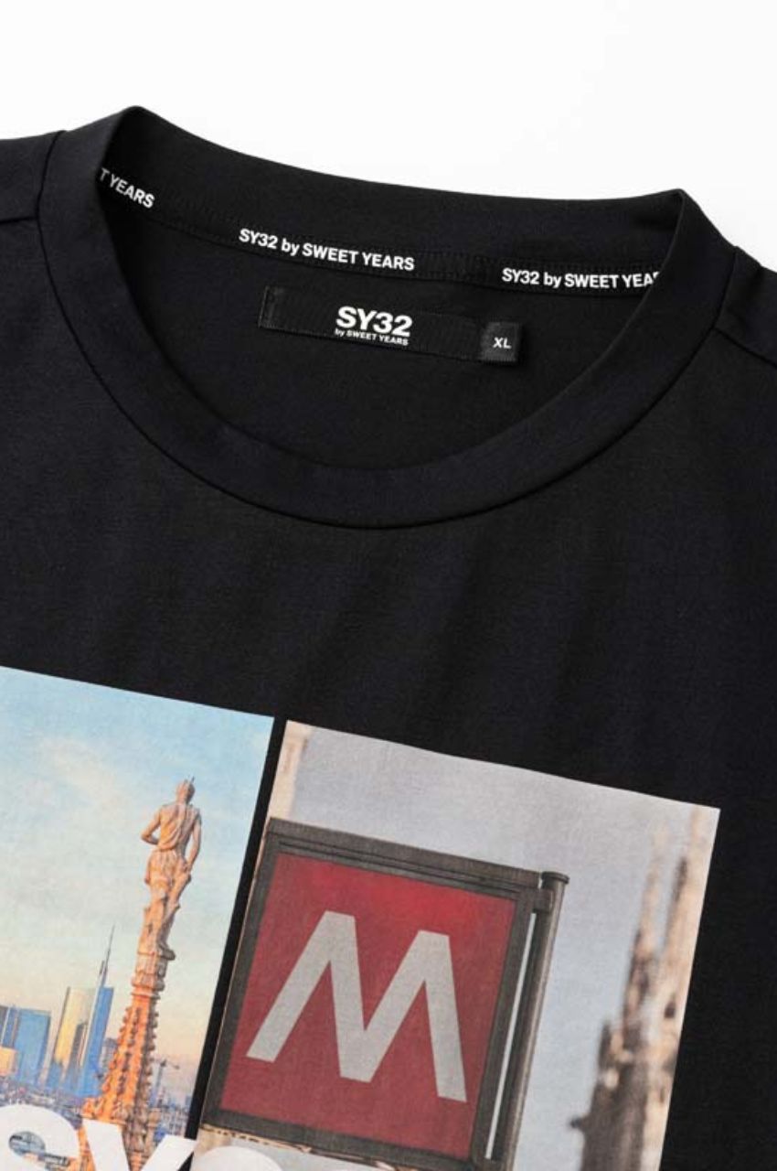 LANDSCAPE PHOTO TEE ( BLACK) コットン /  フロントプリント / クルーネック /洗濯可  /15051