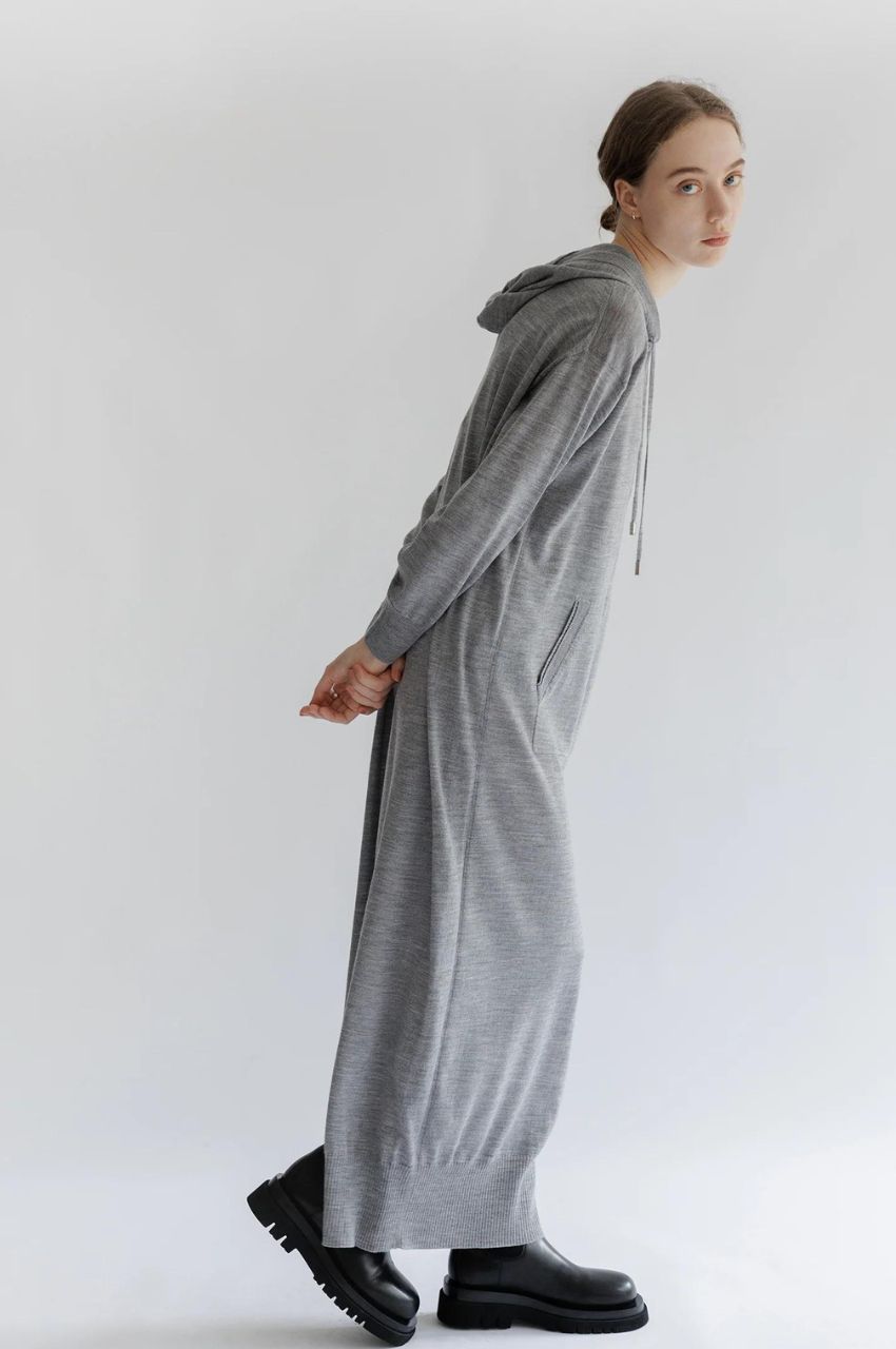 Robe à capuche en laine Rws  ( L.GREY）ウール / フード付き / リラックスフィット / 静電気防止加工 / 手洗い可 /  CT24308