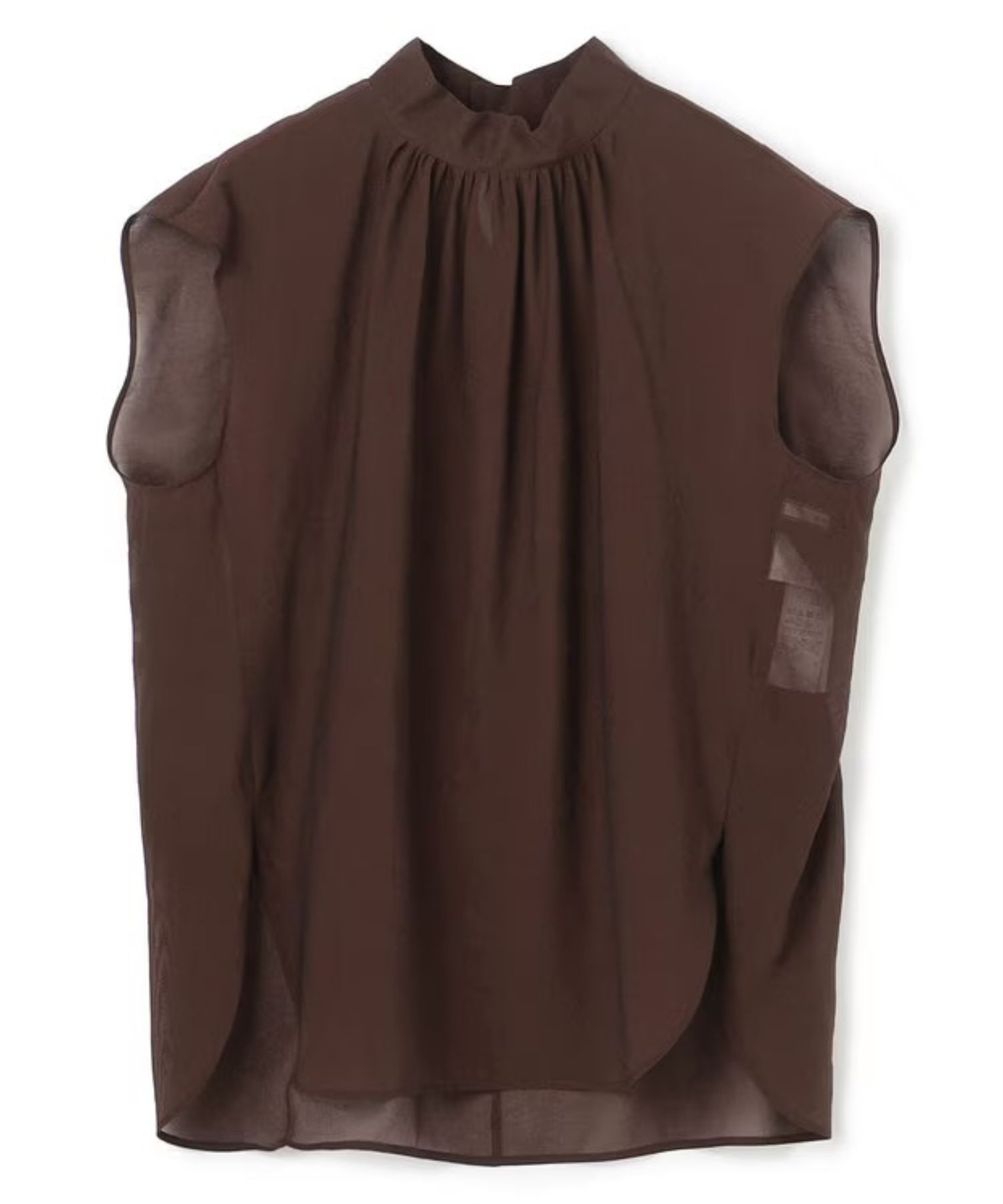 SERAPHIN / ライトシアー ハイネックブラウス (Bordeaux) レーヨン /ノースリーブ/ 透け感 / 手洗可 / BLCWLM0403