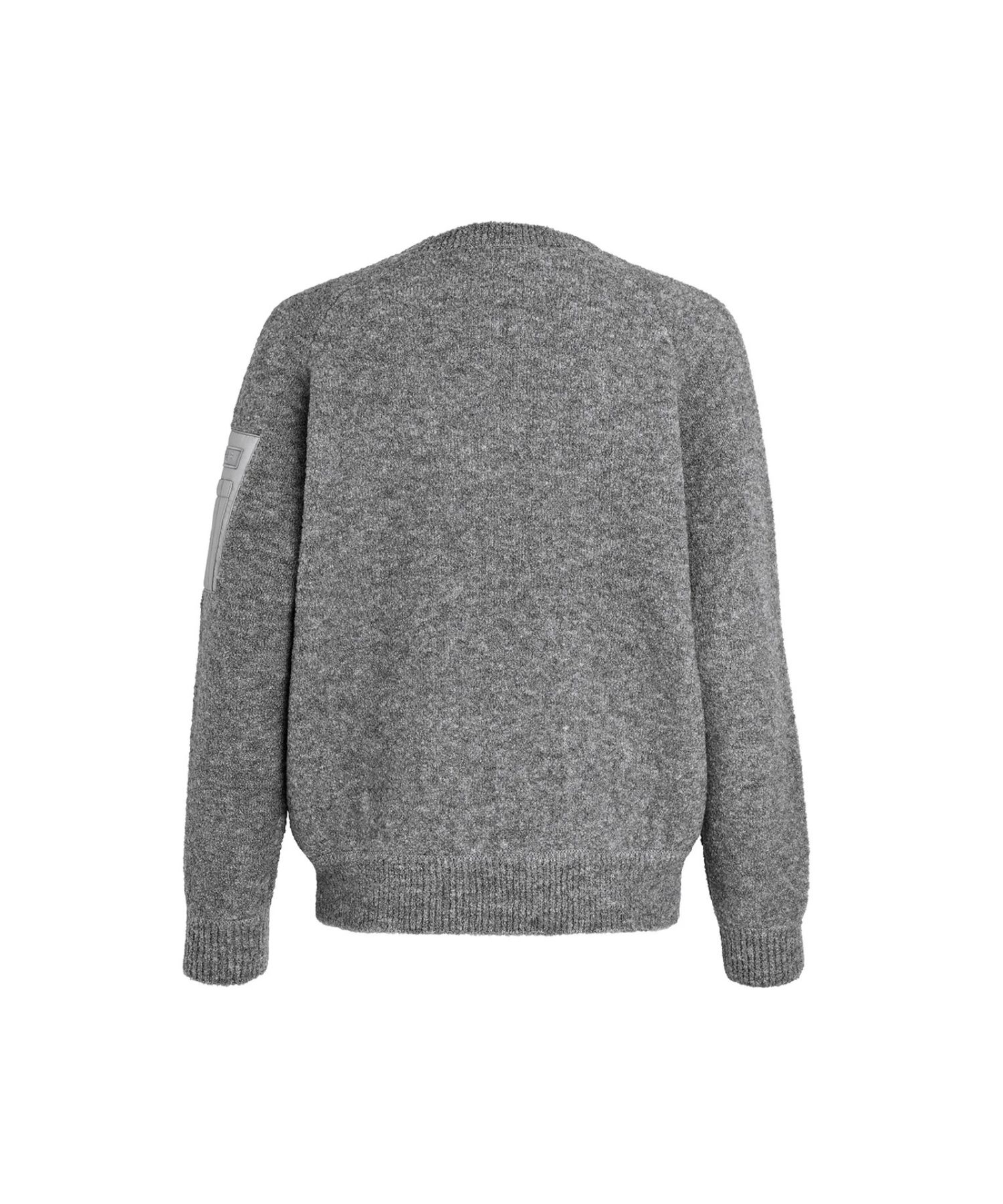 ( MENS) MARINEO マリネオ ニット (グレー) 毛 / クルーネックプルオーバー / 左袖シガレットポケット / ロゴ入りワッペン / MJXA0196050248