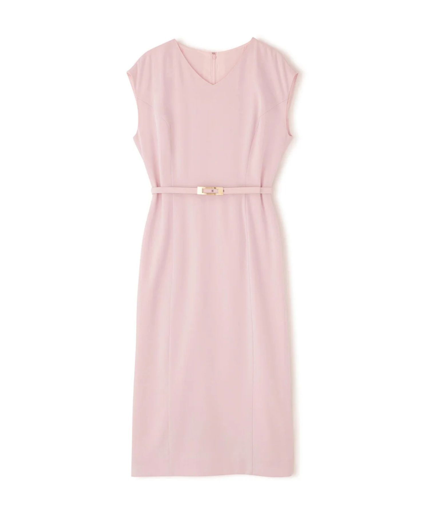 ハイツイストワンピース(ピンク)トリアセテート / 裏地付き / 後ファスナー / 後裾にベンツあり / 膝がちょうど隠れる丈 / ストレッチあり / 共地ベルト付き / 0316940099