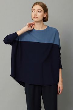 ヴィスコースワイドプルオーバー(ネイビー系)レーヨン / オーバーシルエット