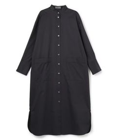 コットンクロスプレーンシャツワンピース(ブラック)綿 / ウォッシャブル / OPUVLS0201