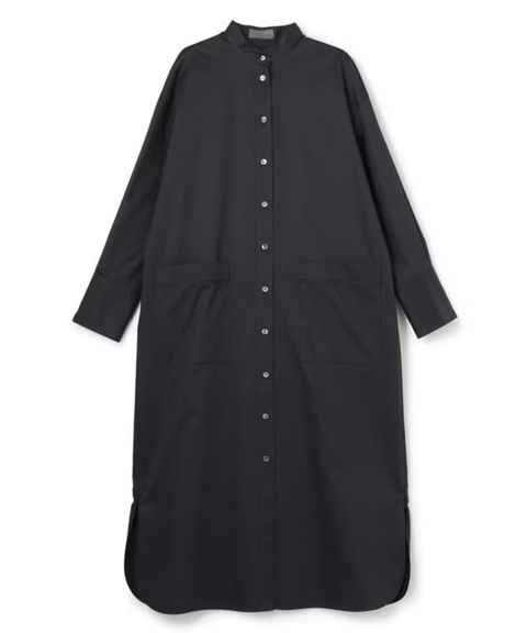 コットンクロスプレーンシャツワンピース(ブラック)綿 / ウォッシャブル / OPUVLS0201