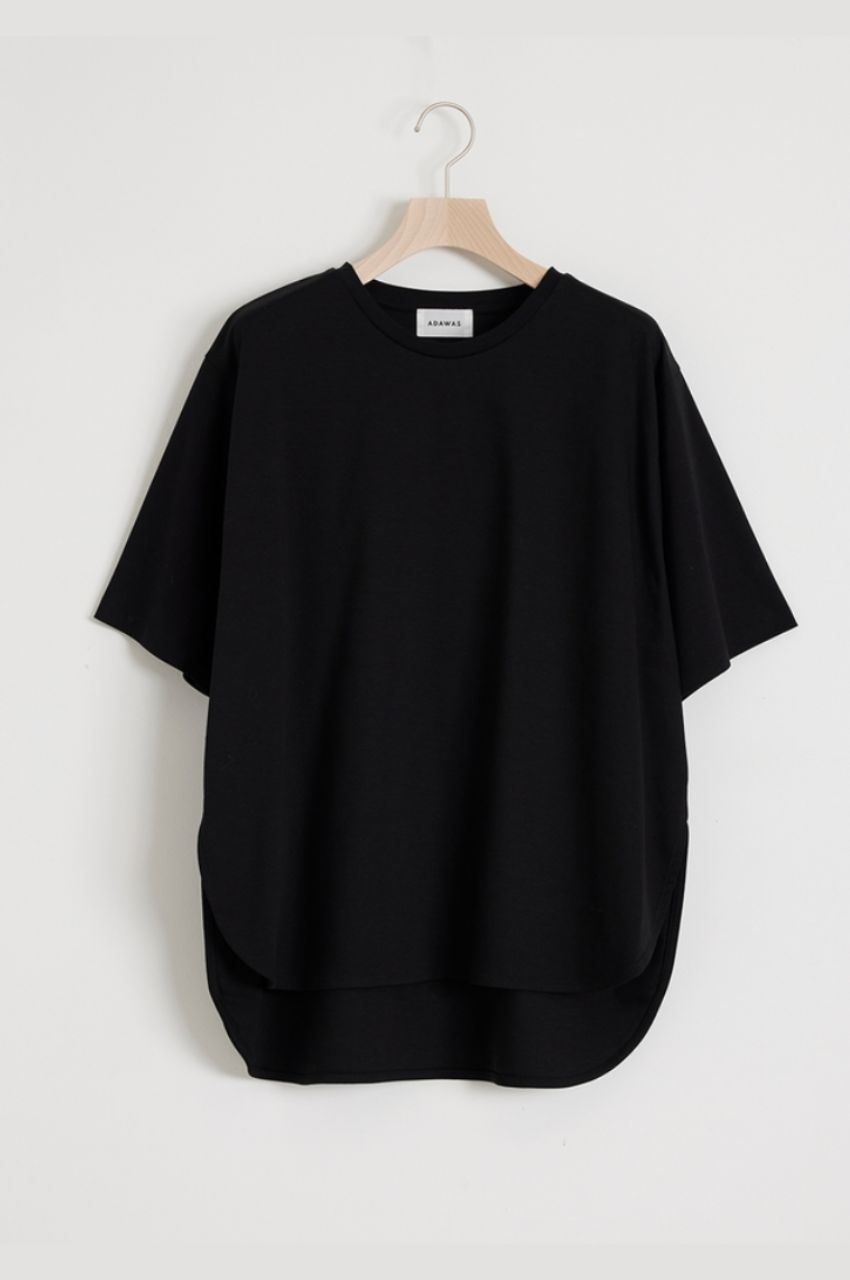 ラウンドヘムTシャツ (ブラック ) コットン / スムースジャージー素材 / ウォッシャブル