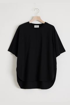 ラウンドヘムTシャツ (ブラック ) コットン / スムースジャージー素材 / ウォッシャブル