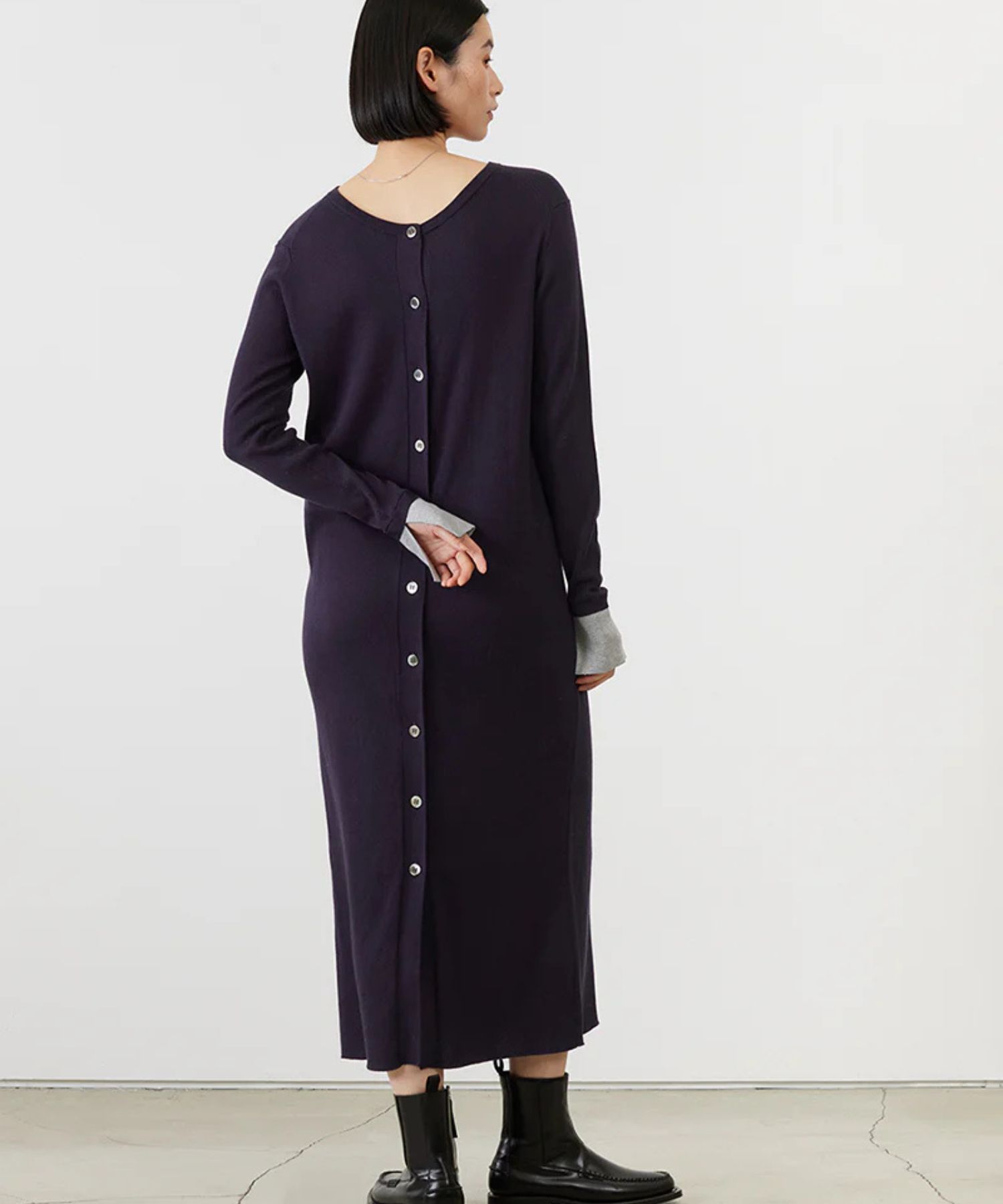 SEAISLAND COTTON 2WAY DRESS ( MIDNIGHT) コットン / 前後2WAY / レイヤードカフス / 柔らかい / ADWS-501-18