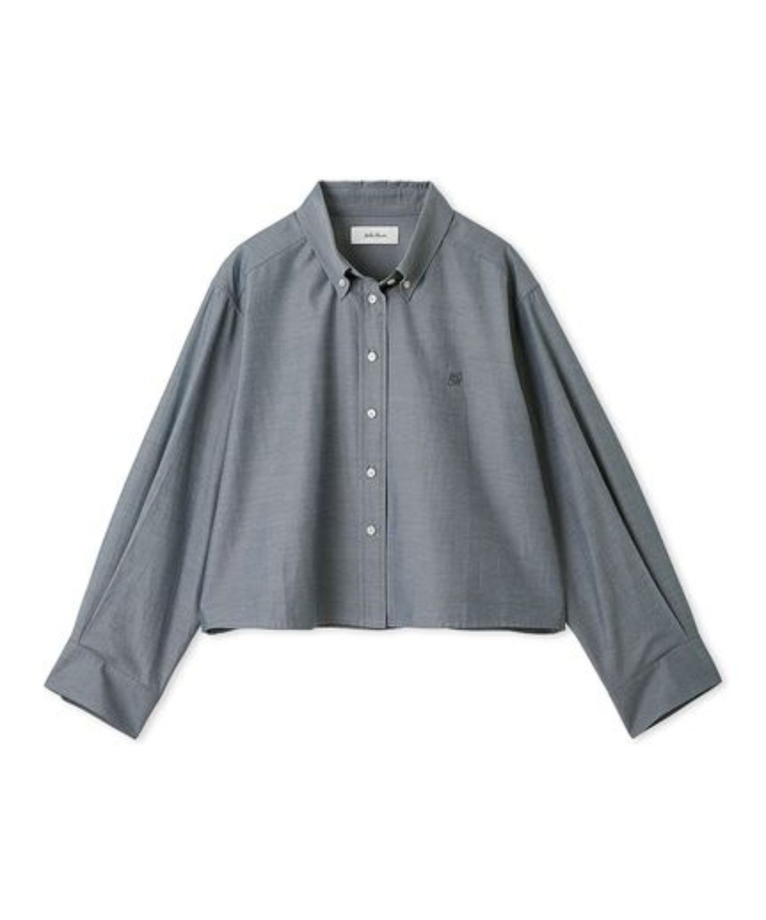 ボタンダウン短丈シャツ (GRY) 綿 /  ブランドロゴ / 光沢感 / 短め丈 /  09WFB255034