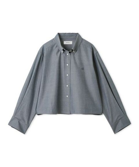 ボタンダウン短丈シャツ (GRY) 綿 /  ブランドロゴ / 光沢感 / 短め丈 /  09WFB255034