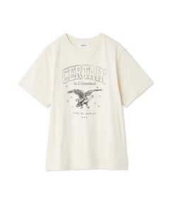 EAGLETシャツ (WHT) 綿 / 古着風プリント/ ピグメント染め / ウォッシャブル /  09WCT254104