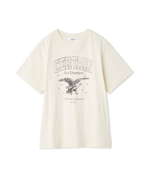 EAGLETシャツ (WHT) 綿 / 古着風プリント/ ピグメント染め / ウォッシャブル /  09WCT254104