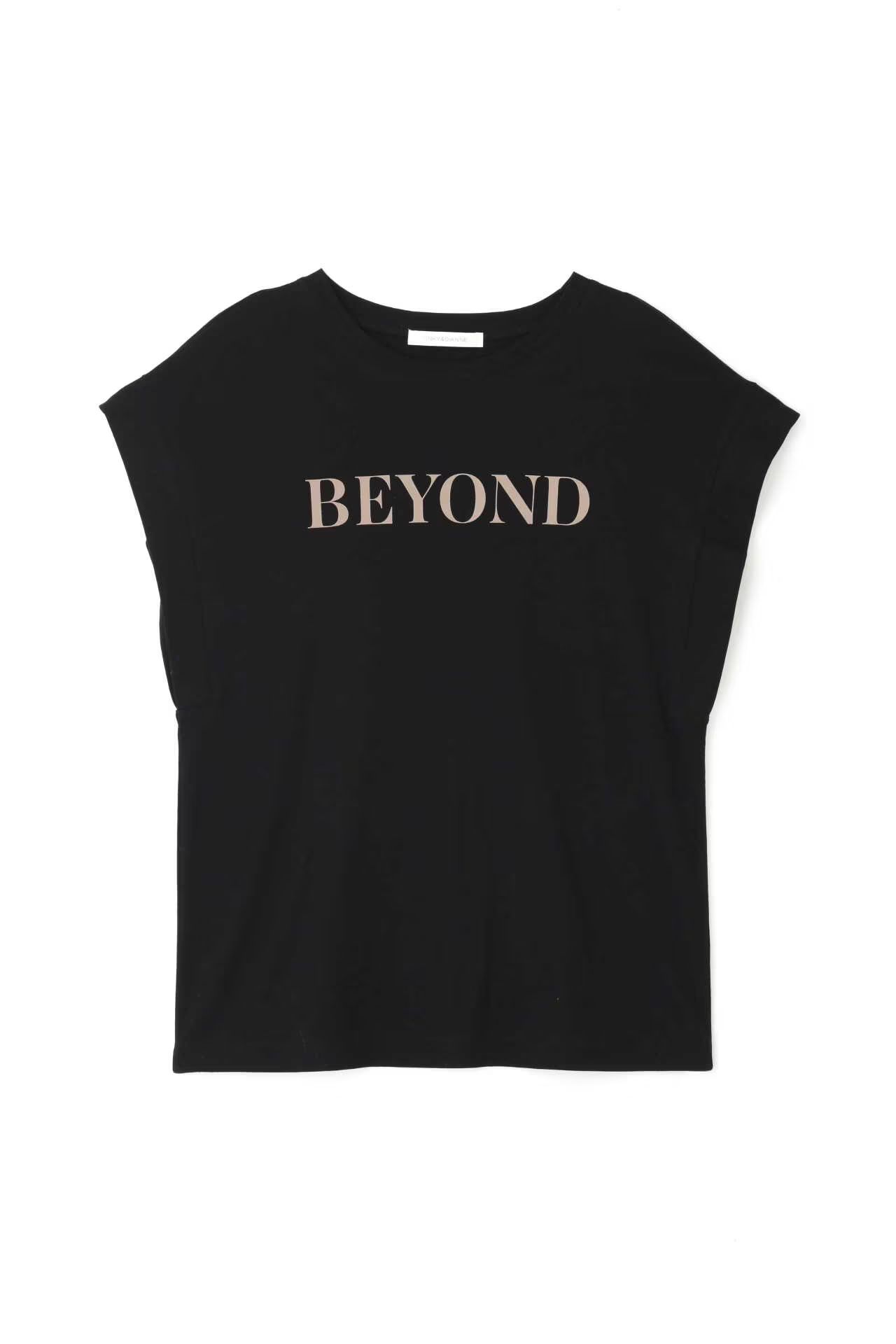 フレンチスリーブロゴTシャツ（ブラック）綿100% / ストレッチ / ウォッシャブル / 日本製