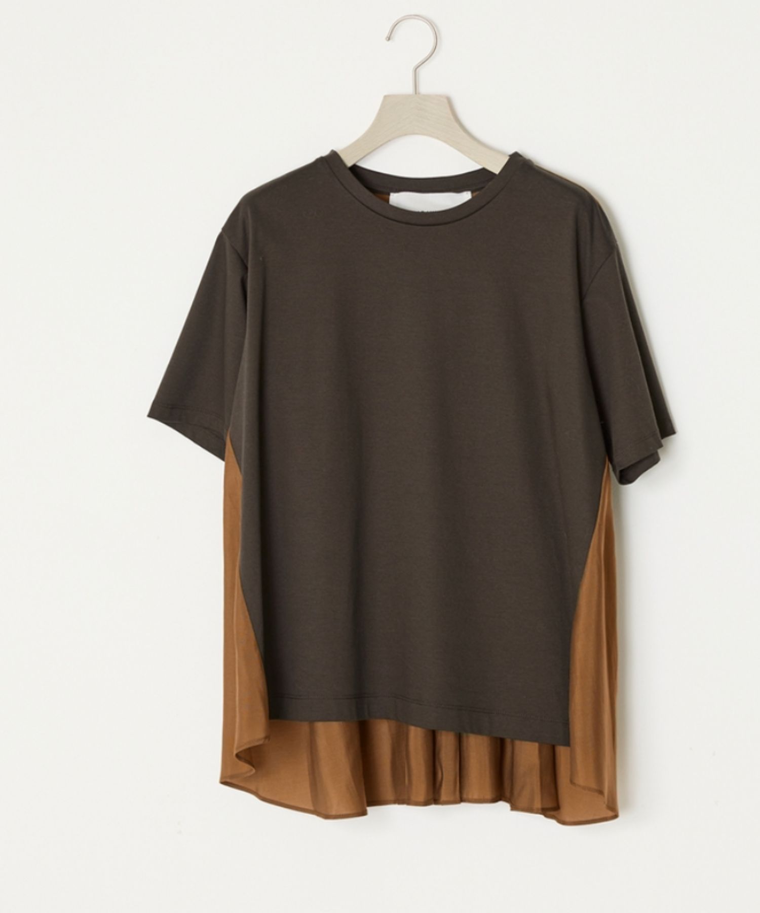 SMOOTH JERSEY FLARED TEE ( ブラウン ) 綿100%/  後身頃はダブ ルタック / クルーネック / 手洗い可 / ADWS-501-04