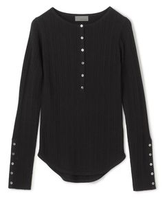 ハイゲージニットヘンリーネックトップス(ブラック)ポリエステル / ウォッシャブル / 手洗い可 / KRUVGW1308