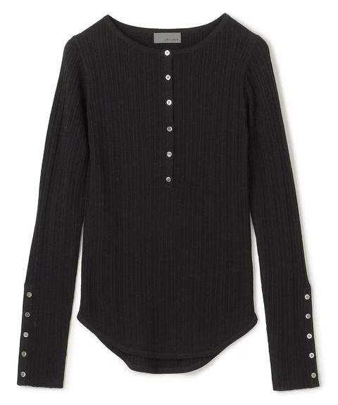 ハイゲージニットヘンリーネックトップス(ブラック)ポリエステル / ウォッシャブル / 手洗い可 / KRUVGW1308