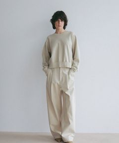 ボンディングタックパンツ (BEIGE) 綿 / 裏地カットソー / 伸縮性有り / 滑らか / 1226120052