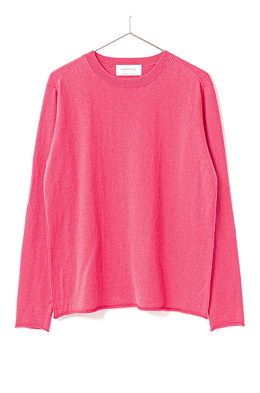 ROLL HEME KNIT PULLOVER / 綿カシミヤクルーネックプルオーバー