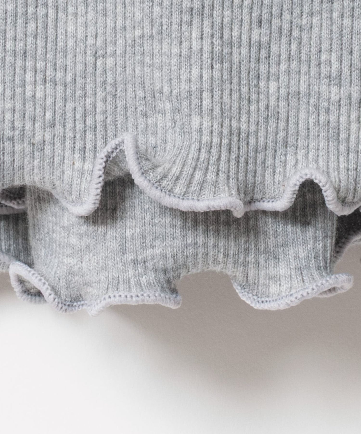 [Harriss × Keiko Okamoto] Cut-rib long turtleneck sweater (Gray) 綿 / ロングタートルネック / メローロック / 手洗可 / OK252-45231