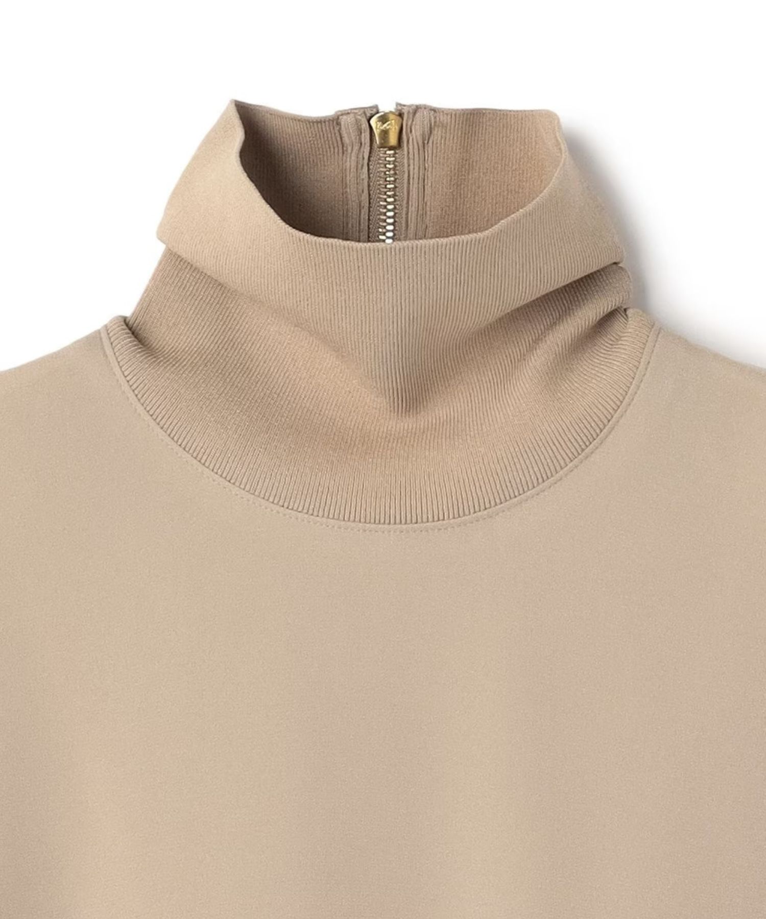 FLEUR / 異素材ネック ロングワンピース (Beige) トリアセテート / ノースリーブ /ゴールドファスナー /手洗可/ OPCWLM0404