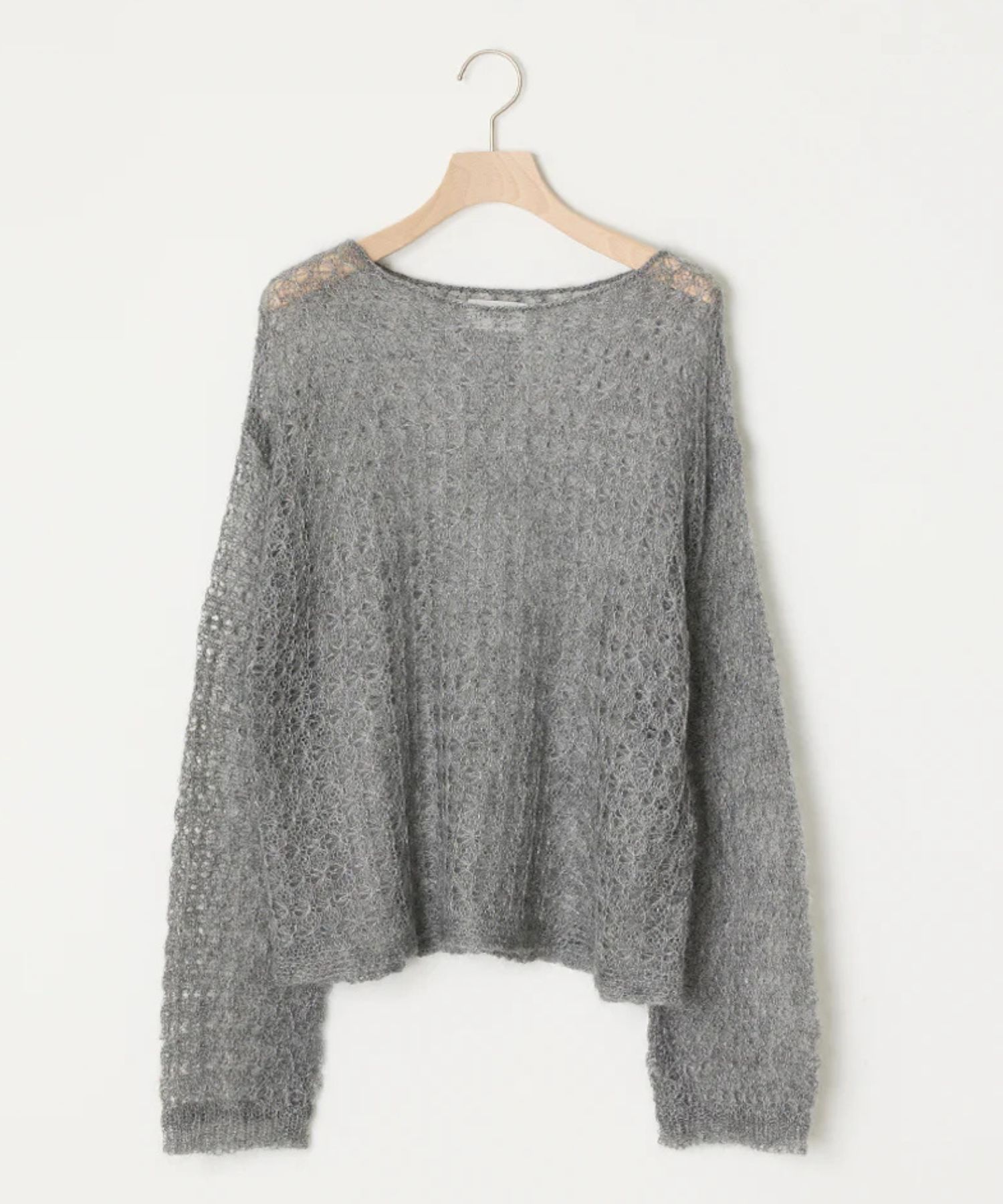 OPEN-KNIT MOHAIR TOP ( GREY ) モヘア / 透け感/ 軽量 / 透かし柄 /  ADWS-501-12