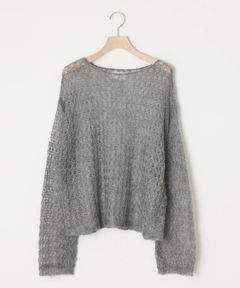 OPEN-KNIT MOHAIR TOP ( GREY ) モヘア / 透け感/ 軽量 / 透かし柄 /  ADWS-501-12