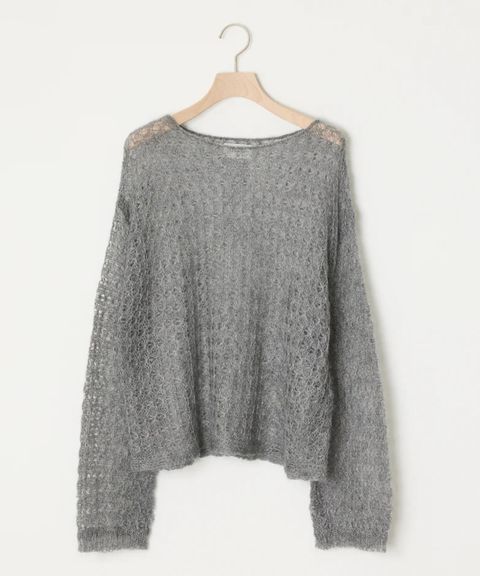 OPEN-KNIT MOHAIR TOP ( GREY ) モヘア / 透け感/ 軽量 / 透かし柄 /  ADWS-501-12