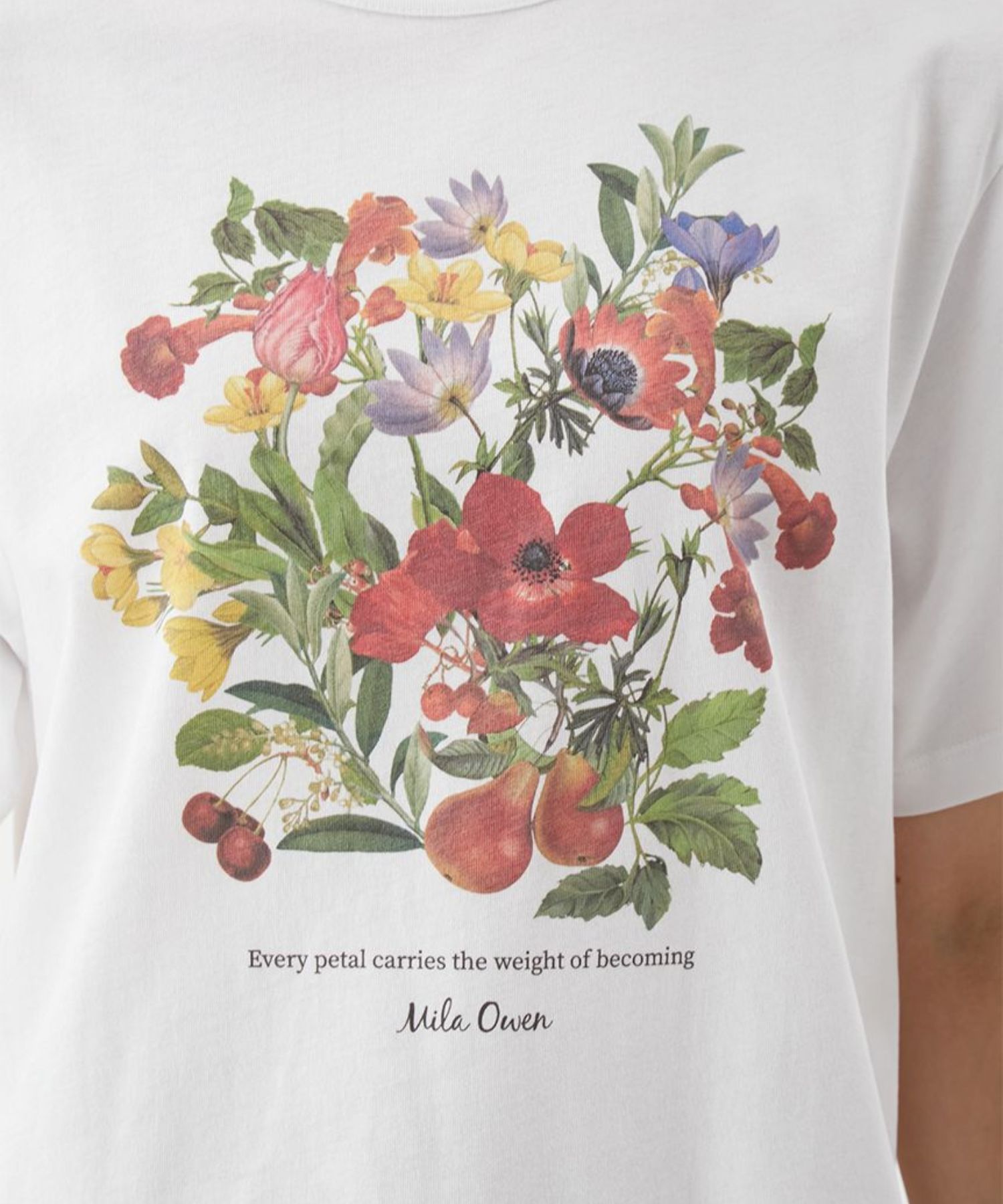 ボタニカルグラフィックTシャツ ( WHT) 綿 / ドライタッチ / フロントプリント / 手洗可 / 09WCT261935