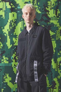 BACK PRINT FLIGHT JACKET (BLACK×BLACK) ナイロン / 中綿 / 軽量 / バックロゴ / 14578