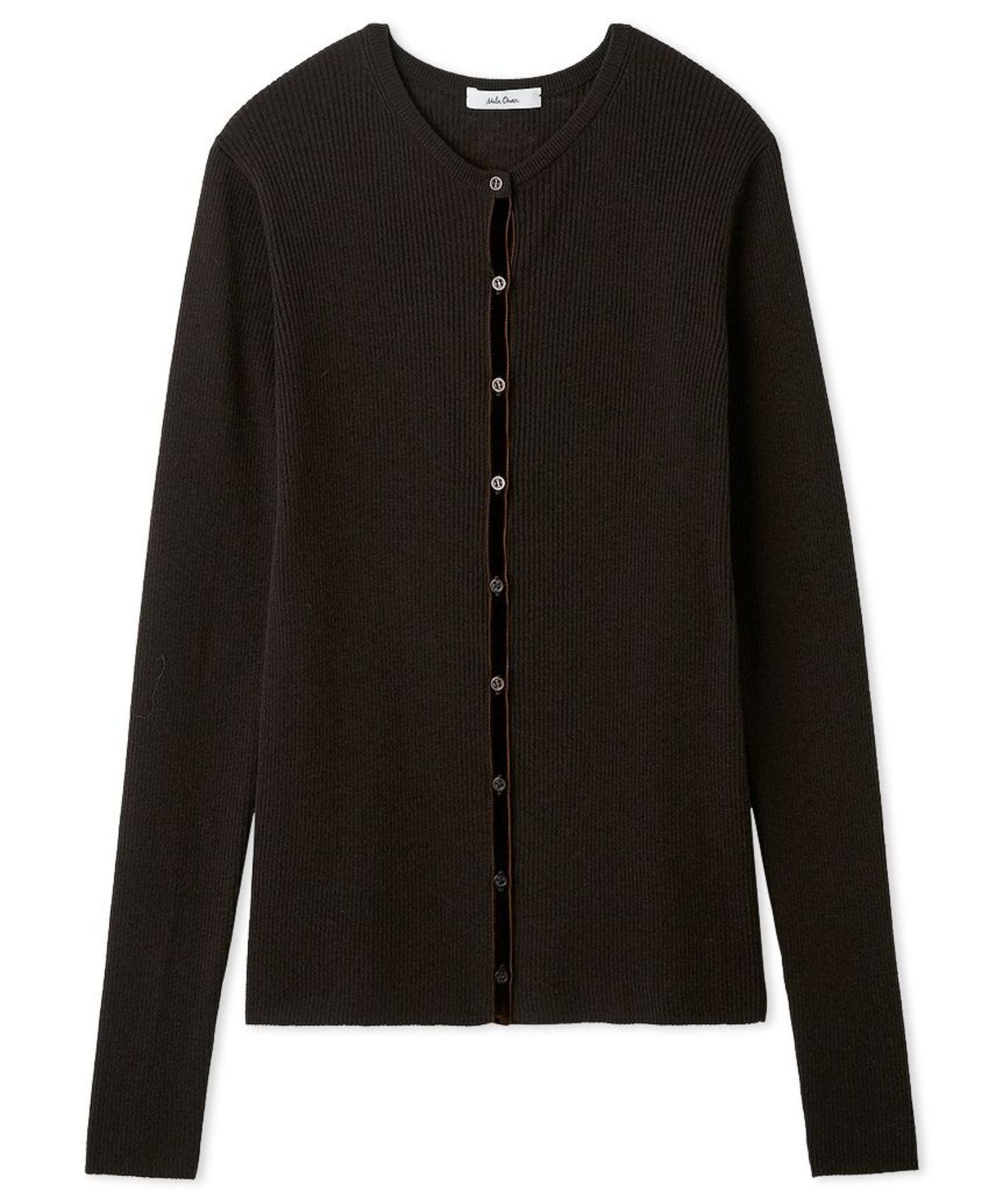 ベロアリブニットカーディガン ( BRW ) ポリエステル / ボタン/ 透け感 / ウール混 / 手洗可 / 09WND255007