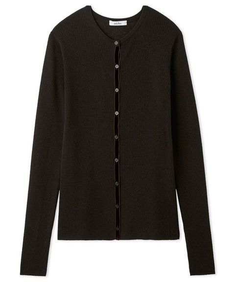 ベロアリブニットカーディガン ( BRW ) ポリエステル / ボタン/ 透け感 / ウール混 / 手洗可 / 09WND255007