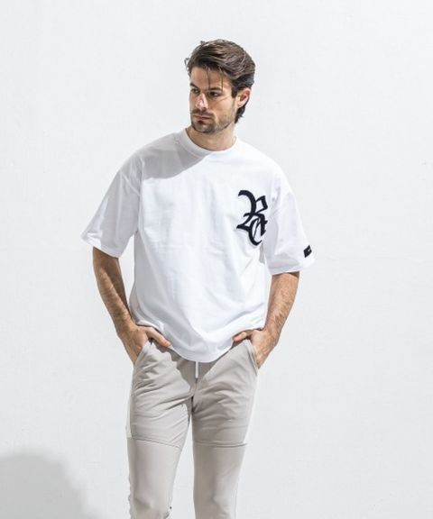 RC OVER  TEE (WHITE) コットン / サガラ刺繍ワッペン / 定番RCロゴ / 手洗可 / オーバーサイズ / RC40-T-006