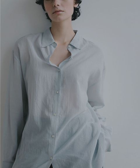 シアーコットンシャツ(ブルー)綿100% / シアー素材 / 手洗い可 / 1226210063