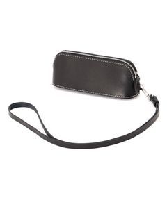 タンドレザージップサングラスケース (BLACK) 牛革 / ジップ仕様 / ロゴ刻印 / ストラップ取外し可能 /1226279130