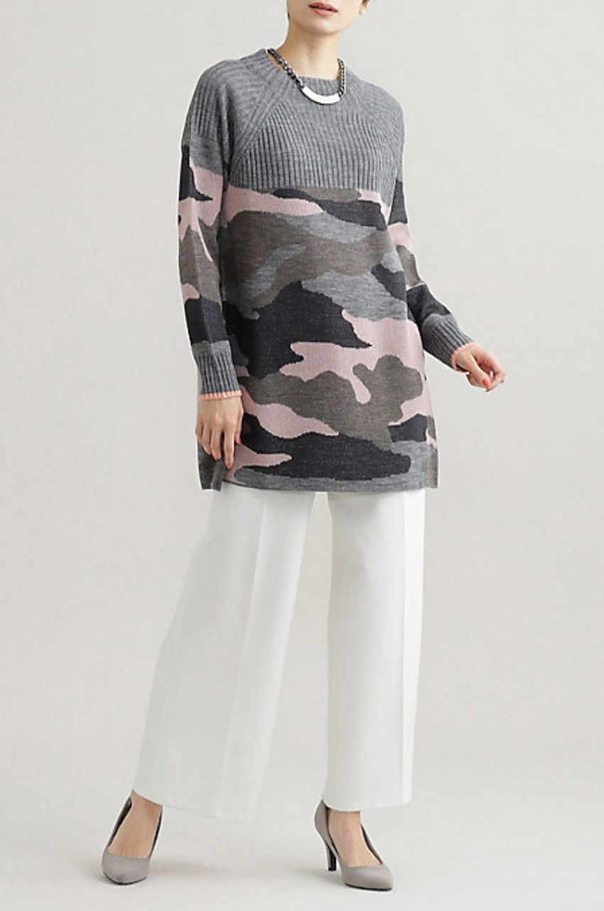 CAMOUFLAGE JACQUARD KNIT TUNIC / カモフラジャカードニットチュニック