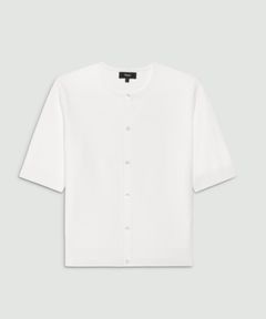 Wooster Crepe Knit Short Sleeve Cardigan(ホワイト)レーヨン / ウォッシャブル / 手洗い可 / 01-5203716