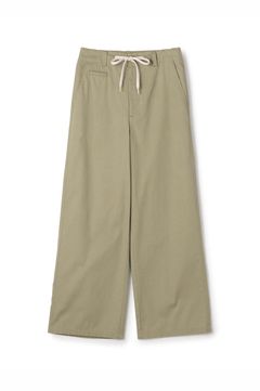 コットンサージ ドローストリングパンツ (カーキ) コットン / バイオウォッシュ加工 /ドローストリングデザイン / 柔らかい / 12-04-52-04203