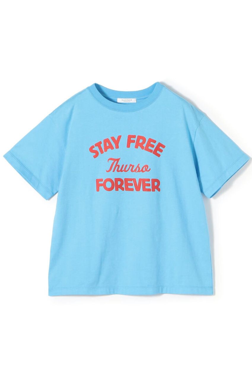 プリント Tシャツ(ライトブルー) コットン / フロントプリント / コットンジャージー