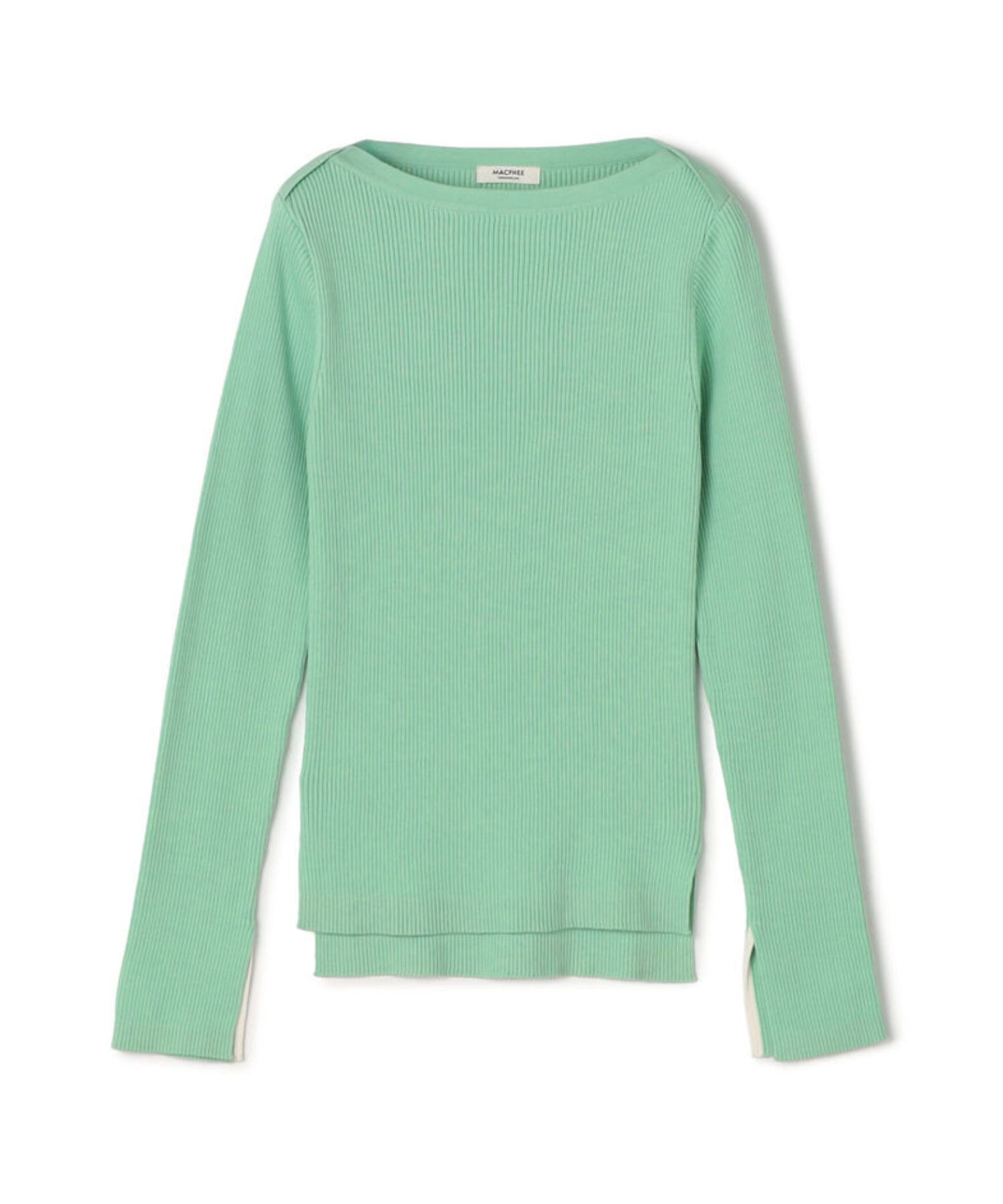 コットンリブ ボートネックプルオーバー (  ミントグリーン) コットン / 袖口スリット / フィット感有り / 手洗可 / 伸縮性有り / 12-02-61-02108