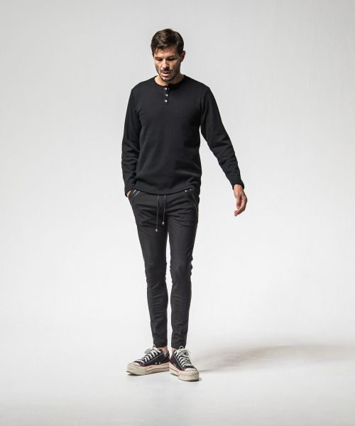 velours fleece thermal HENRY (BLACK ) ポリエステル / 裏起毛 / コンチョボタン / 暖かい / RC38-C-003