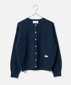 Crew Neck Knit Cardigan ( ネイビーブルー) 綿  / 柔らかい / ワッペン / 手洗可 / WN262-36481