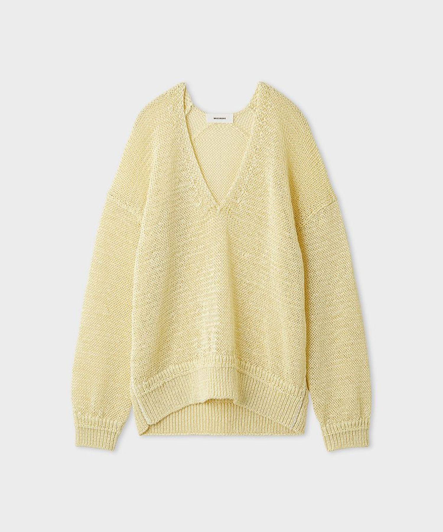 リネンタッチイージーVネックニット(イエロー) ポリエステル / ウォッシャブル / 手洗い可 / MWNT262038