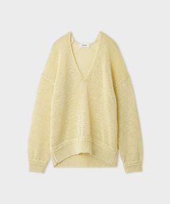 リネンタッチイージーVネックニット(イエロー) ポリエステル / ウォッシャブル / 手洗い可 / MWNT262038