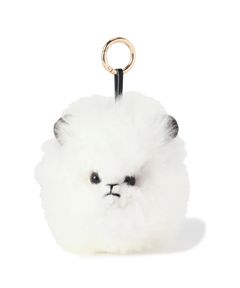 アルパカファーキーチャーム(ホワイト) / バッグチャーム / アルパカウール / ペルー製 / 手作り / 0315299001