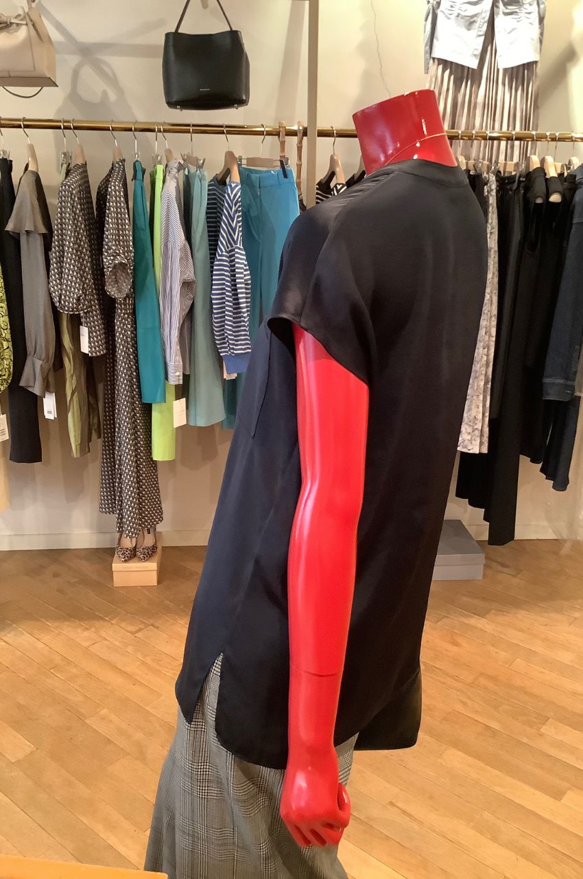Crushed Satin PKT Popover N / クラッシュドサテンブラウス