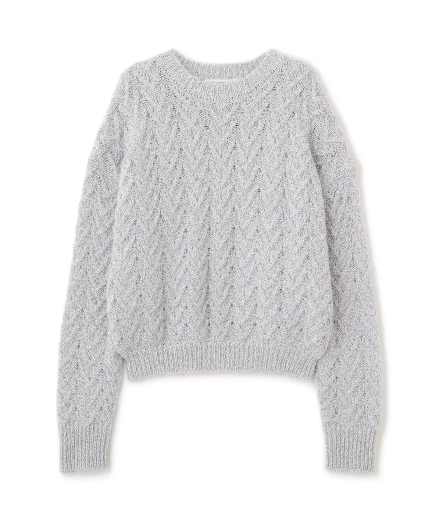 ラメケーブルニットプルオーバー(シルバー)ナイロン / 裏地なし / ストレッチあり / 0315270112