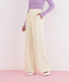 センターシームパンツ(エクリュ)ポリエステル/ ウエストゴム / 脚長効果 / ハイウエスト / ストレッチなし / 前ファスナーあき / 0316130104