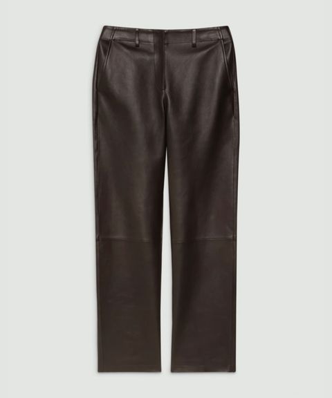Sleek Nappa Straight Pant L(カカオ)羊革 / ローライズ / 01-5360804