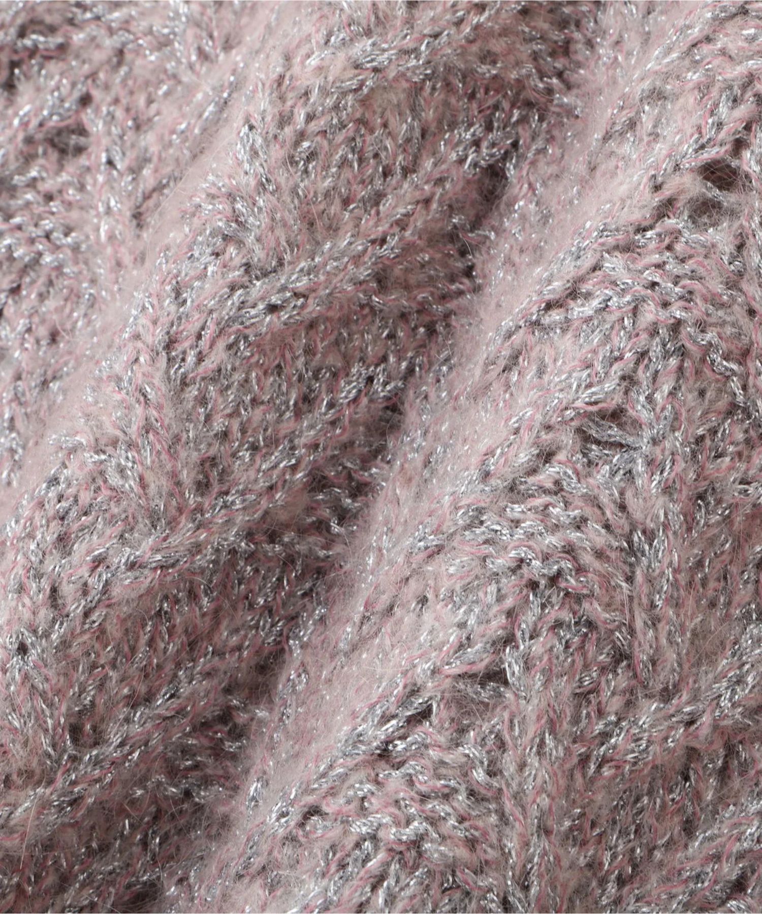 ラメケーブルニットプルオーバー(ピンク)ナイロン / 裏地なし / ストレッチあり / 0315270112